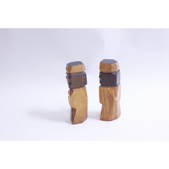 Ainu Nipopo, Art Statues, Man and Woman, 4", Wooden, Hand Carved, Japan, - Picture 2 of 3